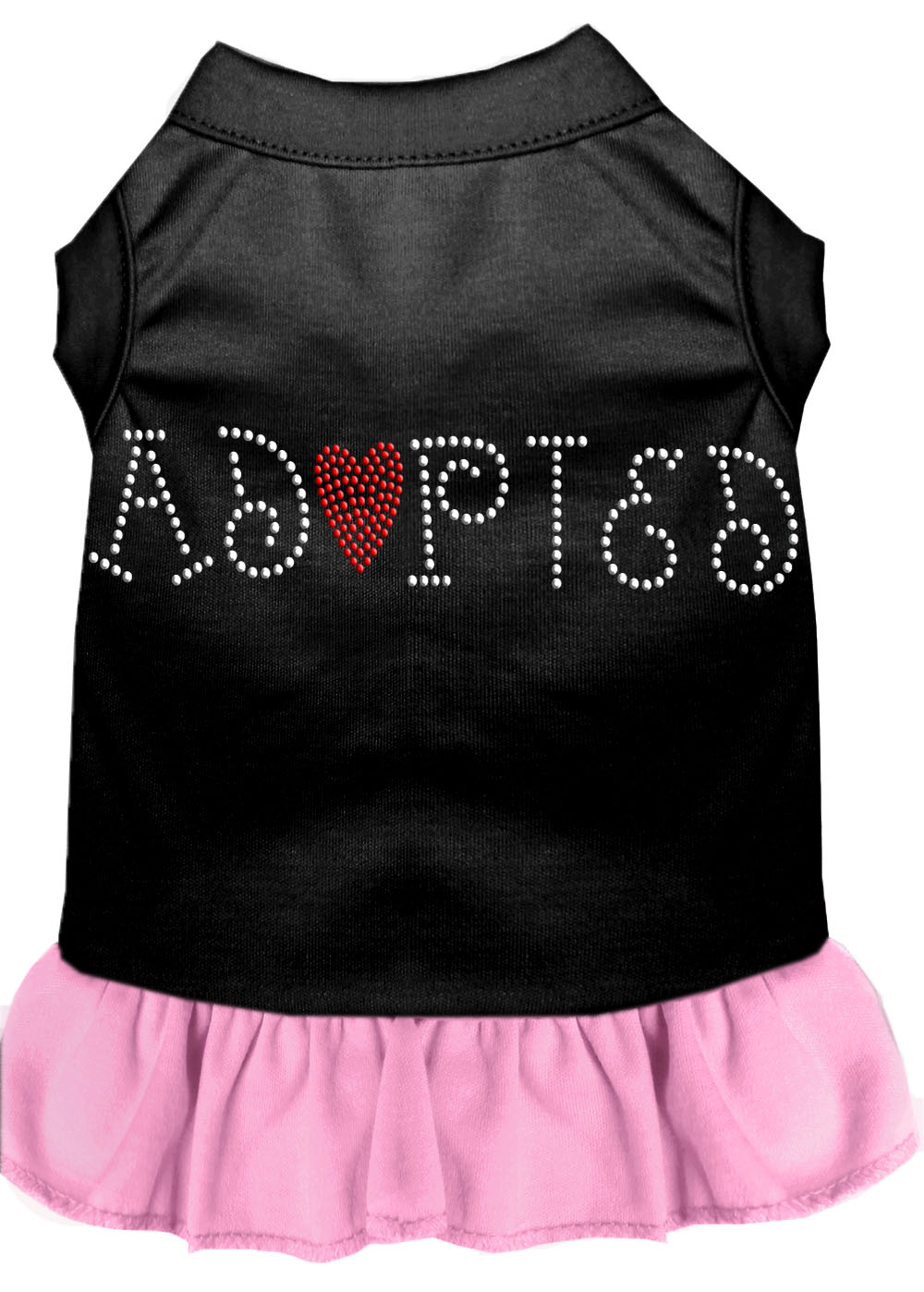 Adopted Rhinestone Dresses Black with Light Pink XS